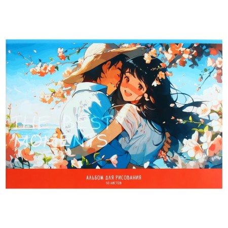 Album for drawing A4, 40 sheets on the clip "Anime", cardboard cover, offset block 100 g/m2, mix-4