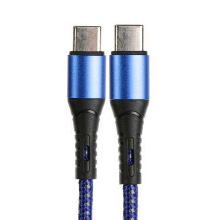 Type-C cable-Type-C, 3 A, 66 W, fast charging, fabric braid, 1 meter, blue-1