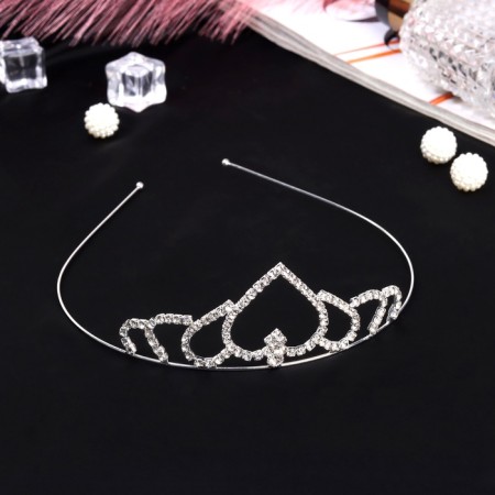 Hair diadem "Silva" heart, 9 × 3.5 cm, silver