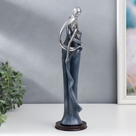 Souvenir Polystone "Kiss" rhinestones silver and blue 36x10x10 cm-1