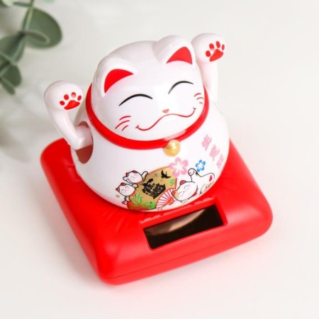 Plastic pendulum from the solar battery "Cat Mani-Neko with fan" 8.5x7x7 cm-5