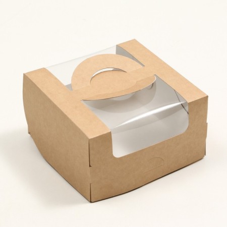Box under the bento-port with a window, craft, 14 x 14 x 8 cm