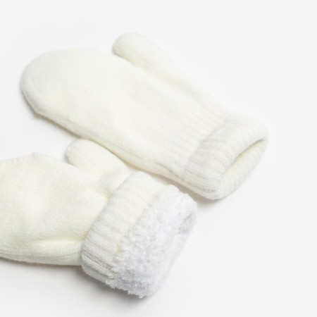 Mittens of two -layer Minaku "plain", col. White, rr 15 (6-8 years)-1