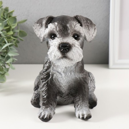 Piggy bank "Mittel puppy" height 17 cm, width 11.5 cm, length 16.5 cm gray-black
