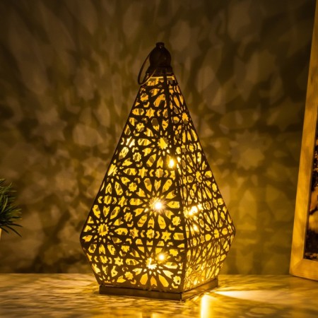 Spinker "Eastern Lantern. Pyramid" LED from batteries 3haaa gold 22x10.5x10.5 cm Risalux-2