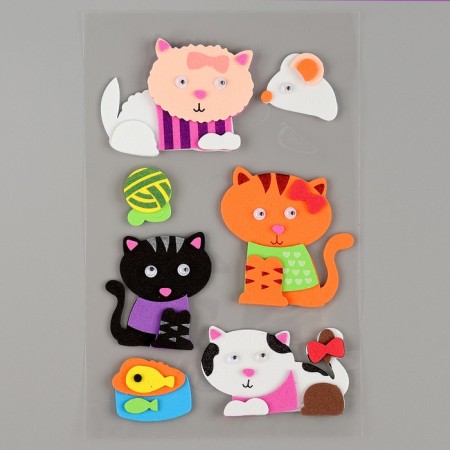A set of stickers from EVA "cats", 7 pcs.