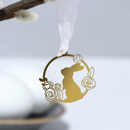 Jewelry for the willow "Bunny and flowers", 3 x 2.9 cm.