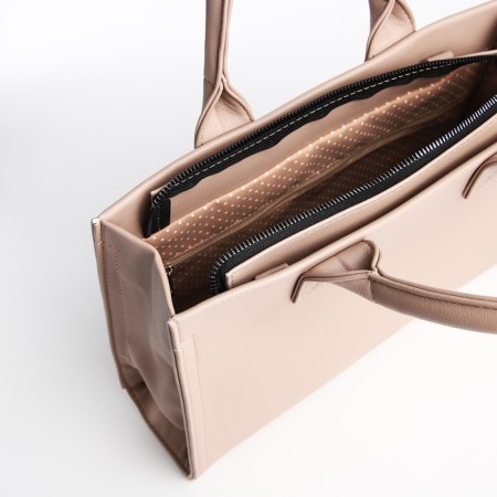 Female bag Textura, tout, medium size, beige color-7