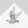 Brooch "Bird", white color in silver