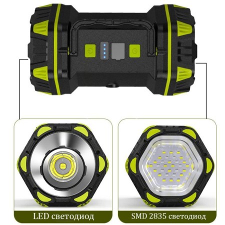 Flight battery flashlight, 4800 mAh, LED, 8 modes, 18.5 x 9.5 cm-1