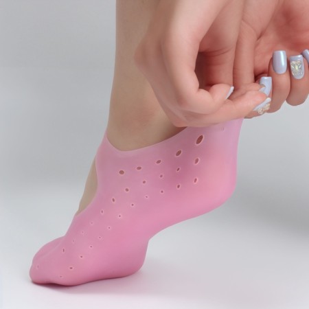 Socks for pedicure, silicone, with perforation, with a strap, size L, pink color-10