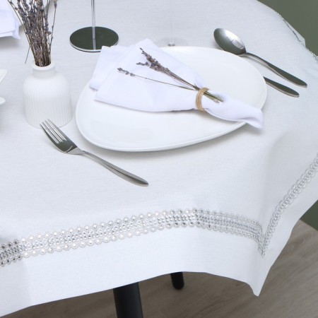 Rainal tablecloth with rhinestones, 85 x 85 ± 5 cm, white color, p/e-1