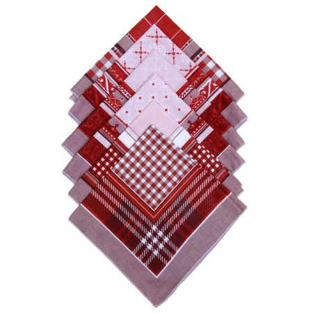 Men's handkerchiefs "Ethel" size 30x30 cm, (set 12 pcs,) brown color, MIX drawing-1