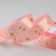Satin tape with embossing "Stars", 25 mm × 18 ± 1 m, pink color/gold No. 089