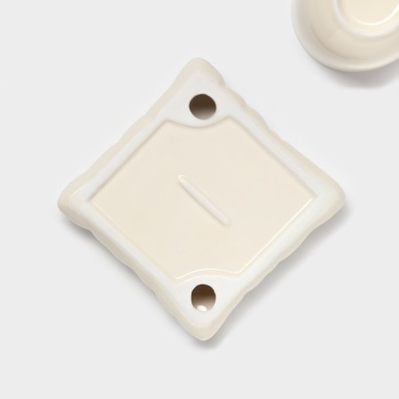 Tea couple ceramic with a spoon "Zephar", 2 items: a cup 250 ml, a saucer d = 13 cm, beige color-11