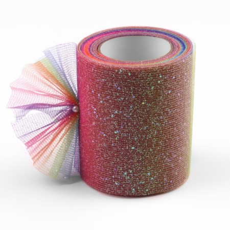 Fatin with glitter "Rainbow", 7.5 cm, 11 ± 1 g/sq.m, 9 ± 0.5 m, color red No. 3