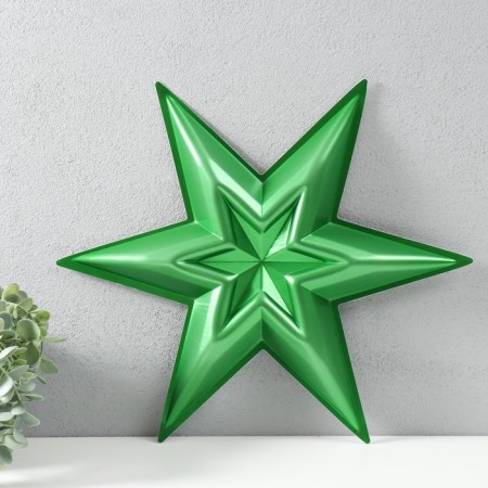Figure "Star in the Star" Small Green Metallic Metal, half, 34x39 cm-2