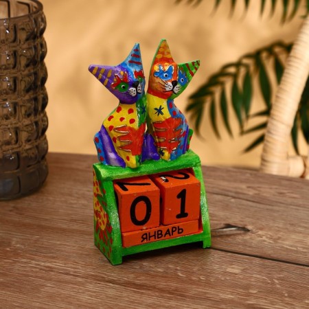 Wooden calendar "cats" 11x6x22 cm mix