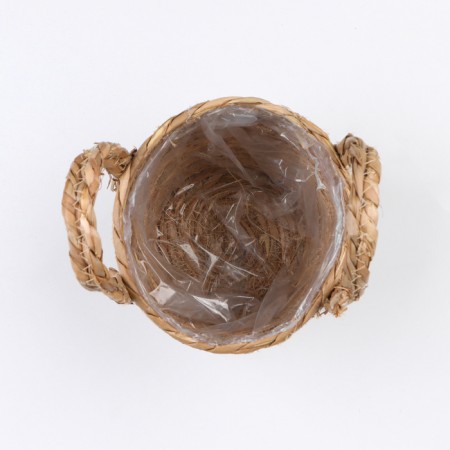 Kashpo wicker "Kenya" cylinder with handles, 15.5x15.5x13.5 cm, natural-5
