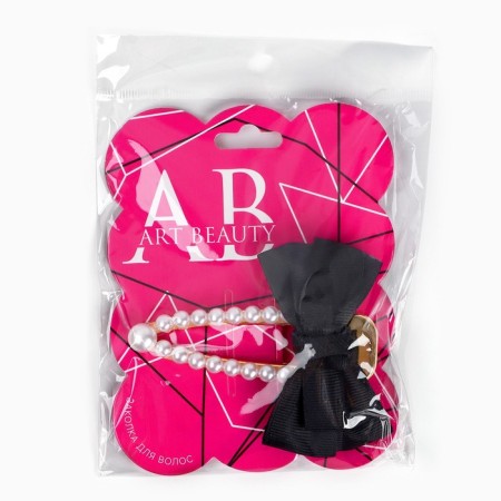 Hair hairpin pearls with a bow "Art Beauty", 8 x 8 cm.-4