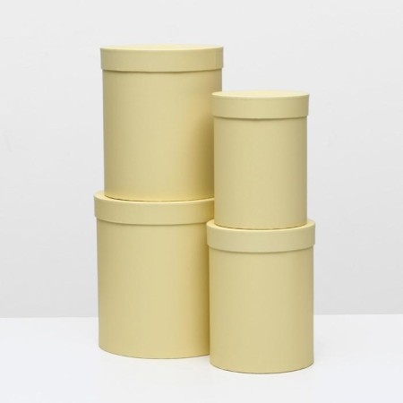 Set of round boxes 4 in 1 23 x 23 x 25 - 15 x 15 x 20 cm beige-1