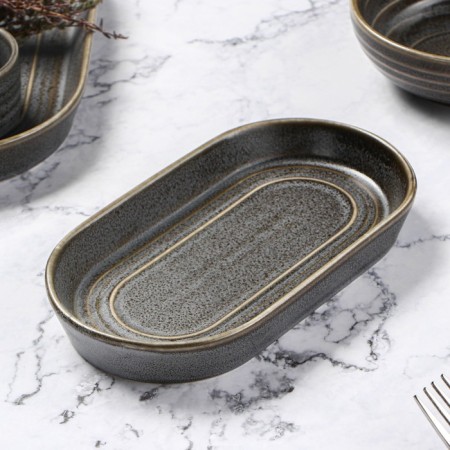 Porcelain Oval Magistro Urban, 260 ml, 18 × 9.8 × 2.5 cm, gray color-2