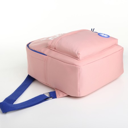 A backpack with a zipper, external pocket, pink color-2
