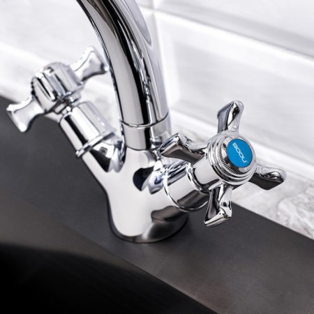 Kitchen mixer BOOU BA5330-1F-E020-B723, two-welfare, brass, chrome-3
