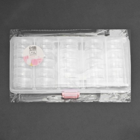 A set of jars for needlework, 25 pcs, d = 3 cm, in a container with removable cells, 19 × 9.5 × 4 cm, the color is transparent-5