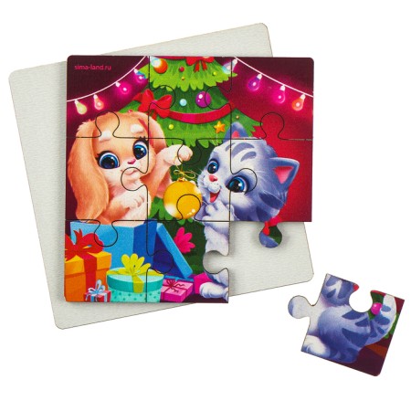 New Year's Wooden Puzzles "New Year! Animals decorate the Christmas tree "-3