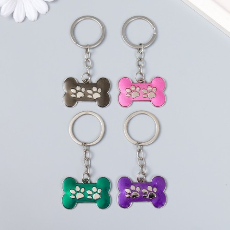 Metal keychain, enamel "Bone with paws" mix 4x3 cm
