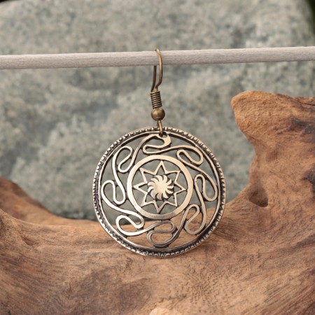 Solstice amulet earrings, brass-2