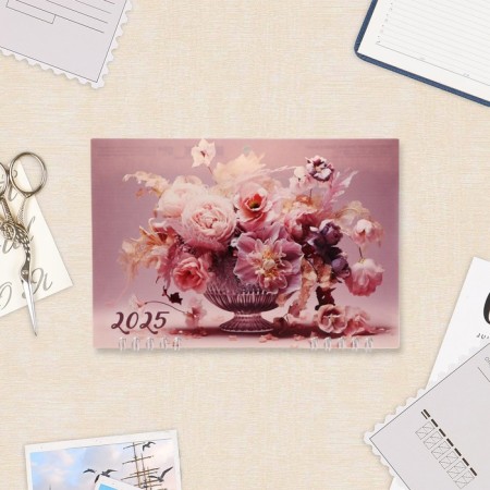 Calendar quarterly mini-trios "Flowers" 2025, 19 x 46 cm-1