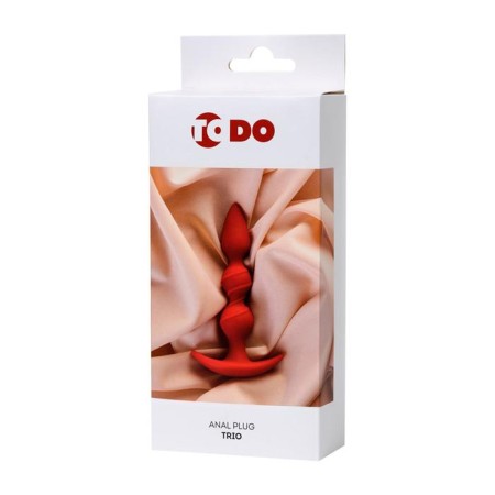 Trio anal plug, silicone, red color, 16 cm, d = 3.3 cm-3