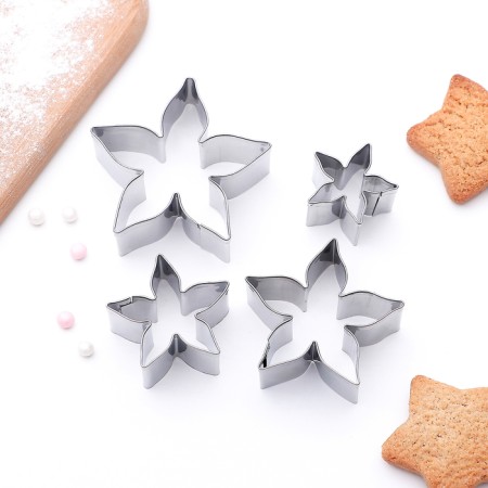 A set of forms for cutting the cookies of the “rose petals”, 4 pcs, chrome -colored color-1