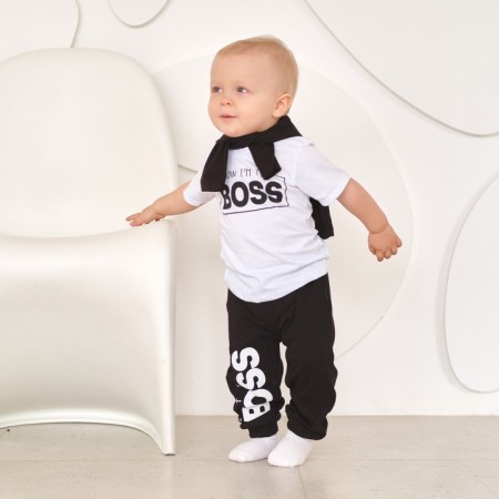 Pants children's baby Me "Little Boss", height 86-92 cm, black color-2