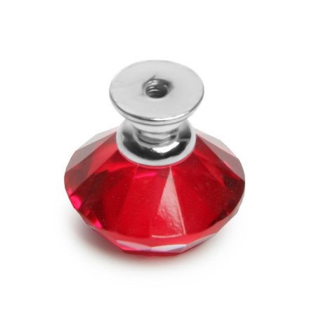 Handle button Cappio, red color "diamond", glass, d = 30 mm-6