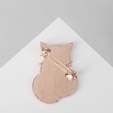 Brooch "cat", black-brown color in pink gold-1