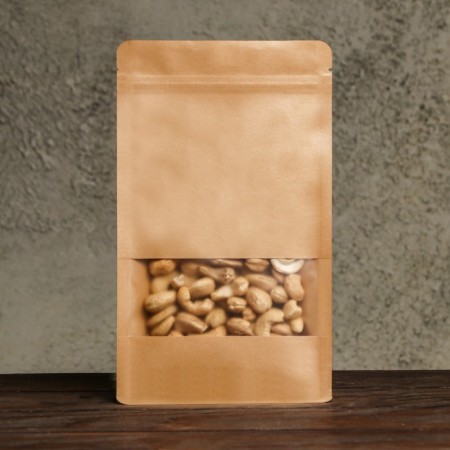 Zip-Lock package, craft, with a flat bottom, a rectangular window, 14 x 24 cm-1