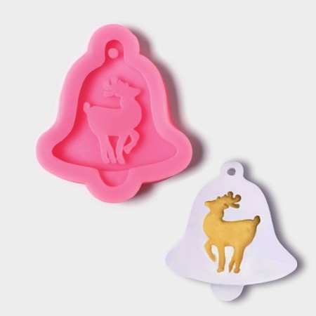 Mold "Bell of Deer", silicone, 10 × 9 × 1.5 cm, color mix