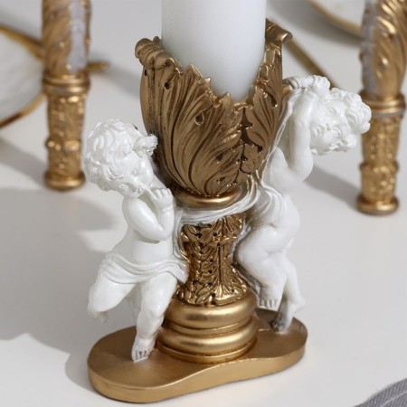 Figure wedding candle "Two angels", 29.5x15 cm, white-gold, 48 hours, home-2