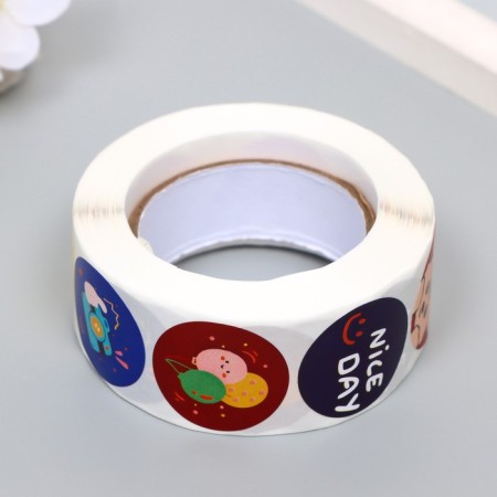 Sticker Paper "Happy moments" d = 2.5 cm 500 pcs in a roll 3x6.5x6.5 cm-3