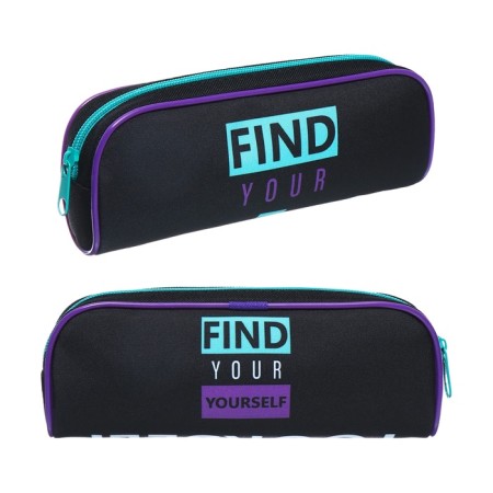 Penal soft, 1 department, 80 x 210 x 40 mm, voluminous, Hatber, "Find yourself" black NPK_65231