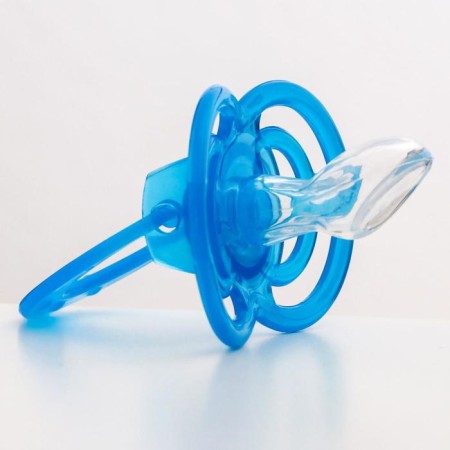 Nipple - orthodontic dummy, silicone, +6 months, “bow” with a cap, blue color-3