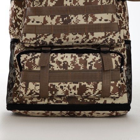 Tourist backpack on lightning, with an increase, 6 outer pockets, beige/brown color-5