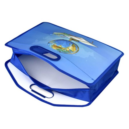 Folder with handles plastic A4, 370 x 300 x 110 mm, with a cut handle, Phoenix "Globe" Blue 62560-2