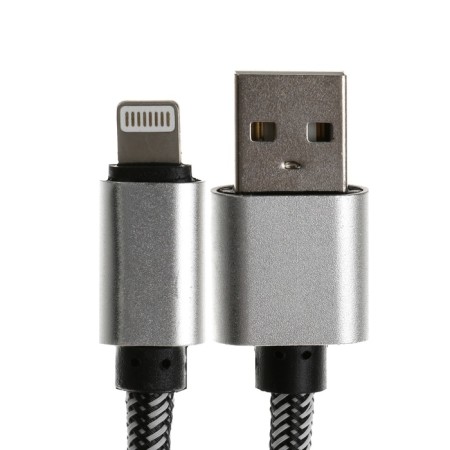 Lightning cable - usb, 2.1 a, nylon braid, 1 meter, silver-1