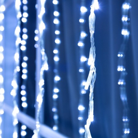 Girland "Waterfall" 2 × 1.5 m, IP44, transparent thread, 400 LED, glow white, 8 combinations of modes, 220 V-1