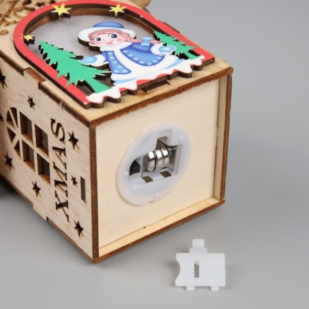 Christmas tree toy "House with the Snow Maiden", from batteries, glow warm white-3