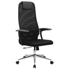 Armchair for the head of Brabix Premium Ultimate EX-801 chrome, mesh x2, black